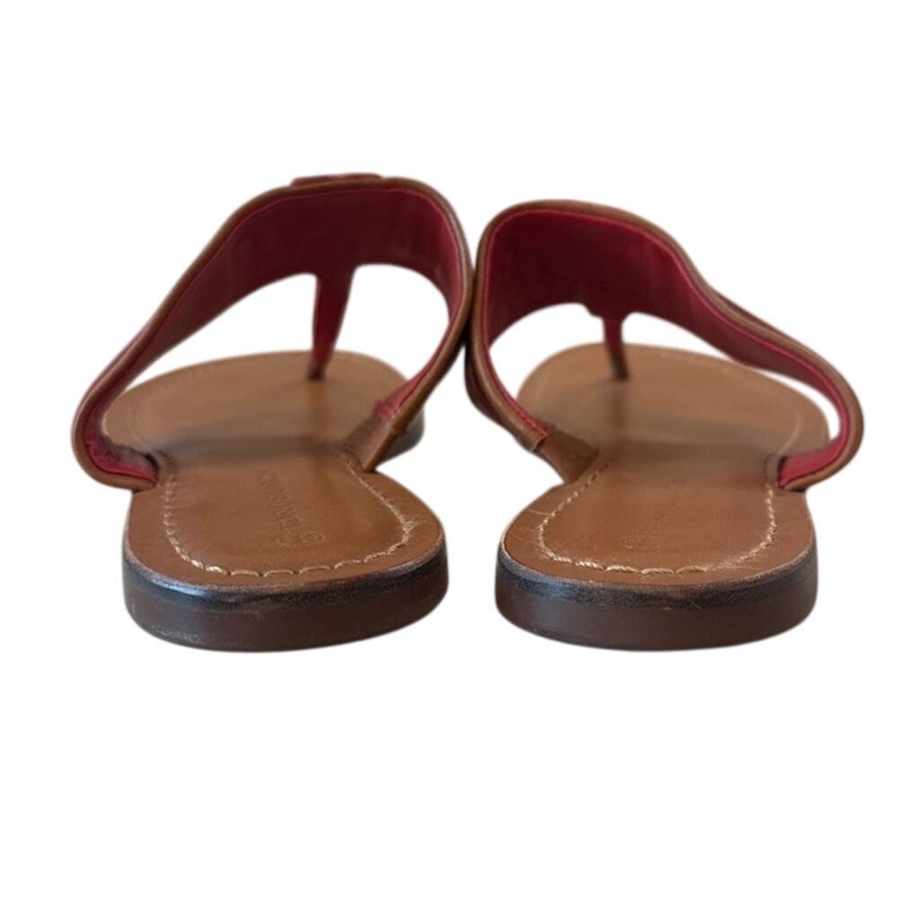 Tory Burch Leigh Thong Sandals Ambra Carnelian Azalea 9 Leather - Picture 4 of 12